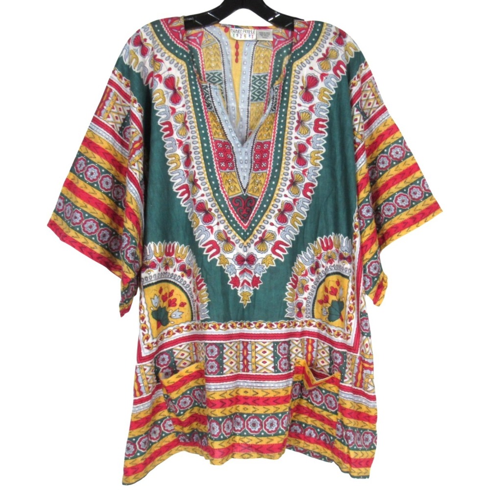 FUNKY PEOPLE Colorful TWILL Pockets AFRICAN DASHIKI V-Neck KAFTAN TUNIC TOP XXXL